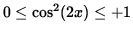 $ 0 \le \cos^2 (2x)\le +1 $