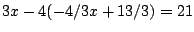 $3x-4(-4/3x+13/3)=21$