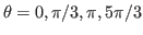 $\theta=0, \pi/3, \pi, 5\pi/3$