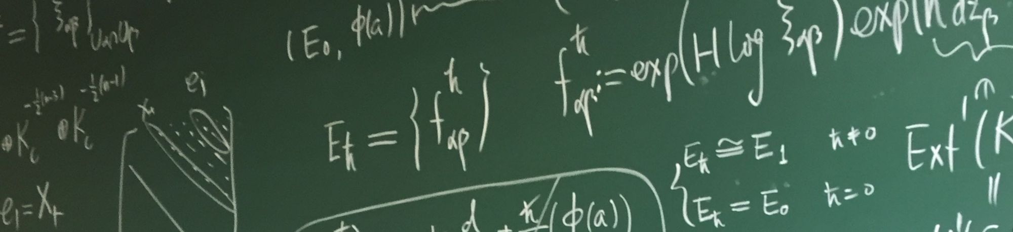 Math equations on a blackboard.