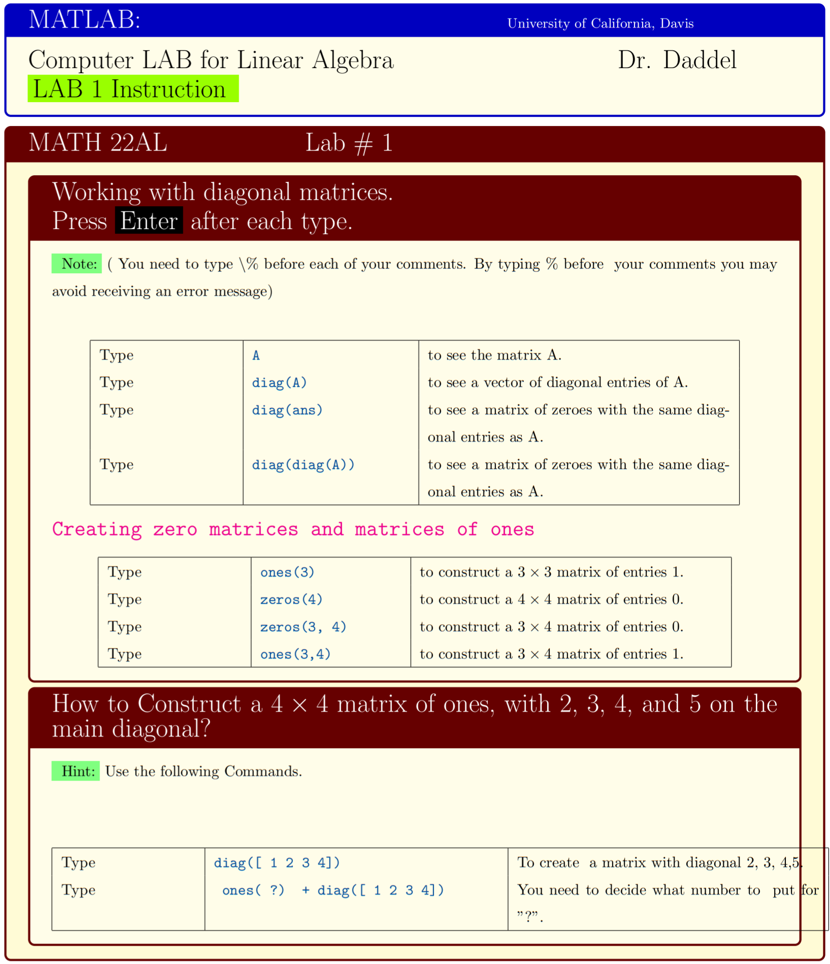 DiagonalMatrices