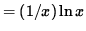 $ = (1/x) \ln x $