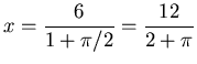 $ x= \displaystyle{ -(-1) \pm \sqrt{ (-1)^2-4(-3 \pi/16)(6) } \over 2 (-3 \pi/16) } $