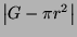 $\left\vert G - \pi r^2 \right\vert$