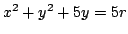 $x^2+y^2+5y=5r$