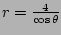 $r=\frac{4}{\cos\theta}$