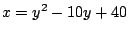 $x=y^2-10y+40$