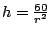 $h=\frac{60}{r^2}$