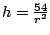 $h=\frac{54}{r^2}$