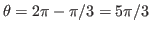 $\theta=2\pi-\pi/3=5\pi/3$