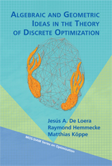 Algebraic and Geometric
      Ideas in the Theory of Discrete Optimization (with Jesús
      A. De Loera and Raymond Hemmecke; cover art by Astrid
      Köppe