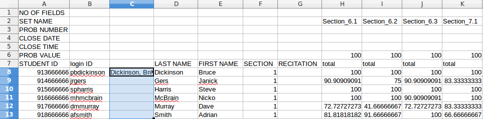 Cells in column C are selected.