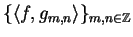 $ \{\langle f, g_{m,n}\rangle\}_{m,n \in \Z}$